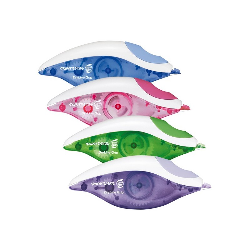Paper Mate Correttore a Nastro Dryline Grip 8,5 m x 5 mm 12 pz colori assortiti