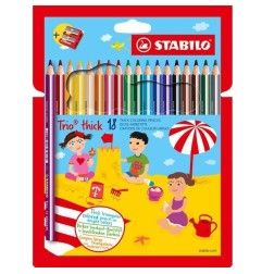 STABILO Trio Thick Maxi Matite Pastello Colorate 18 Pz con Temperino 203/2-18