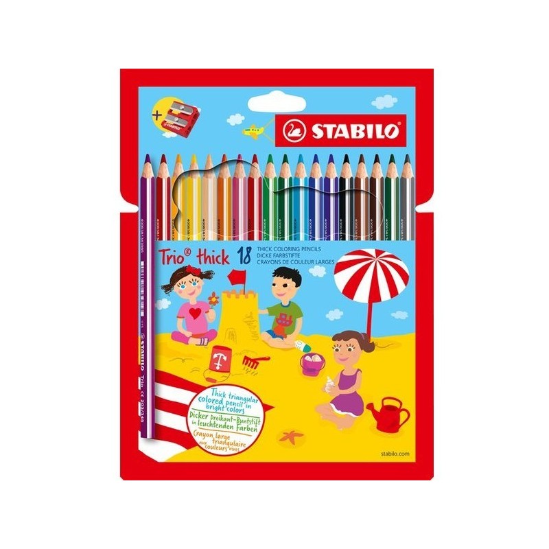 STABILO Trio Thick Maxi Matite Pastello Colorate 18 Pz con Temperino 203/2-18