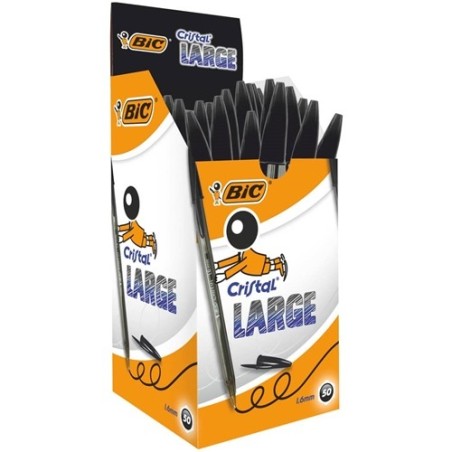 BIC BIC Cristal Large Penna a Sfera Nera 1,6 mm Confezione da 50 880648