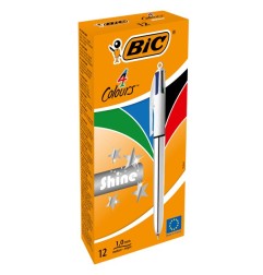 BIC 4 Colours Shine Silver Penna a Sfera Retrattile Confezione da 12 982873