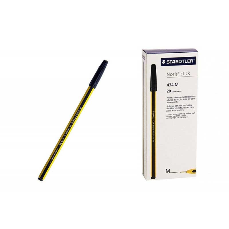 STAEDTLER Noris Stick 434 09 M Penna a Sfera Nera 1.0 mm Confezione da 20