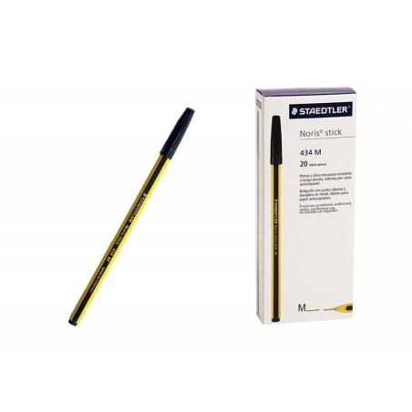 STAEDTLER Noris Stick 434 09 M Penna a Sfera Nera 1.0 mm Confezione da 20