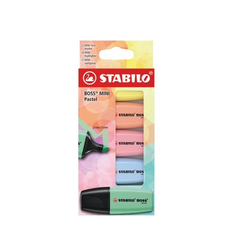 Stabilo Boss Mini Pastel 5 evidenziatori tascabili colori pastello 07/5-2-02