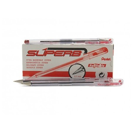 Pentel Superb BK77A Penna a Sfera 0,7 mm Rossa Confezione da 12