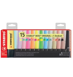 Stabilo Boss desk set 15 evidenziatori colori pastello natura e nero F60915
