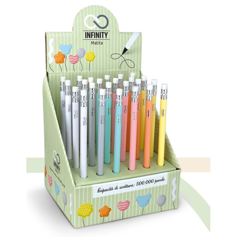 MATITA INFINITA -24pz FUSTO PASTEL C/GOMMA LEBEZ 81965