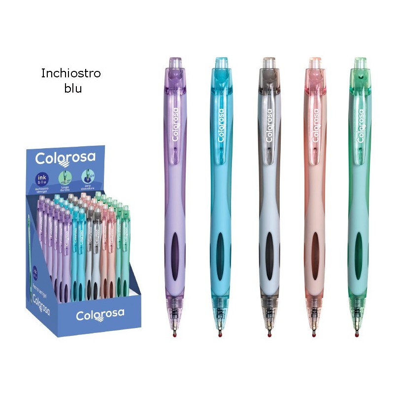 COLOROSA Semigel Pastel espositore 30 penne punta fine 0.5 mm inchiostro semigel blu soft touch 360190