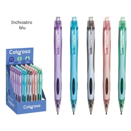 COLOROSA Semigel Pastel espositore 30 penne punta fine 0.5 mm inchiostro semigel blu soft touch 360190