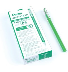 Pentel Mattehop K110-VDX roller gel effetto opaco punta 1,0 mm verde 12 pz