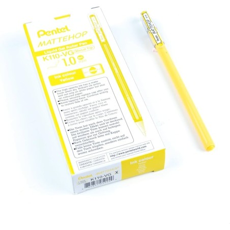 Pentel Mattehop K110-VGX roller gel effetto opaco punta 1,0 mm giallo 12 pz