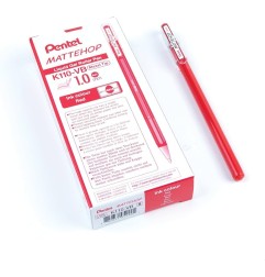 Pentel Mattehop K110-VBX roller gel effetto opaco punta 1,0 mm rosso 12 pz