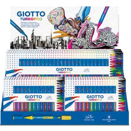 Espositore Pennarelli Doppia Punta Giotto Turbo Pro 30 Colori 10 Scatole Assortite F428200