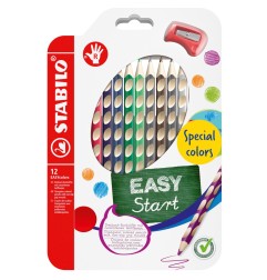 STABILO EASY COLORS PASTELLI -R- new 12 col.+temperino 332/12-1 per destrimani