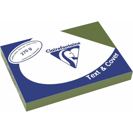 Clairefontaine Text&Cover Copertina per Rilegatura A4 Verde Oliva Tipo Pelle 270 g/m² 100 Fogli 2703