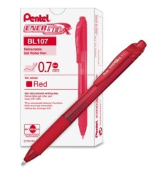 Pentel EnerGel-X BL107A Roller a Scatto 0,7 mm Inchiostro Gel Rosso 12 pz