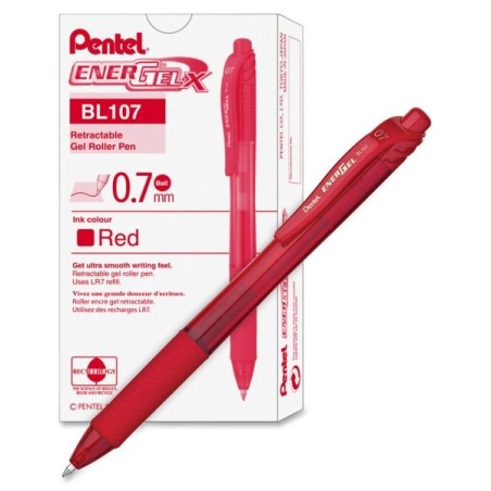 Pentel EnerGel-X BL107A Roller a Scatto 0,7 mm Inchiostro Gel Rosso 12 pz