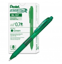 Pentel EnerGel-X BL107A Roller a Scatto 0,7 mm Inchiostro Gel Verde 12 pz