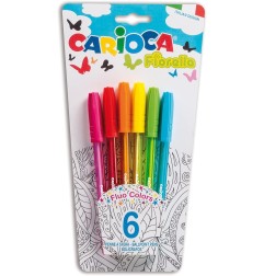 Carioca Fiorella Penna a Sfera Cappuccio Colori Assortiti Punta 1.0 mm 6 pz 42774