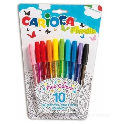 Carioca Fiorella Penna a Sfera con Cappuccio Colori Assortiti Punta 1.0 mm 10 pz 42775
