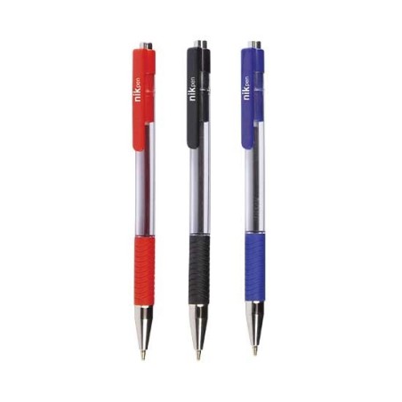 NikPen Penna Biro a Scatto Semigel punta 1.0 mm Nera 12 Pz 20/224