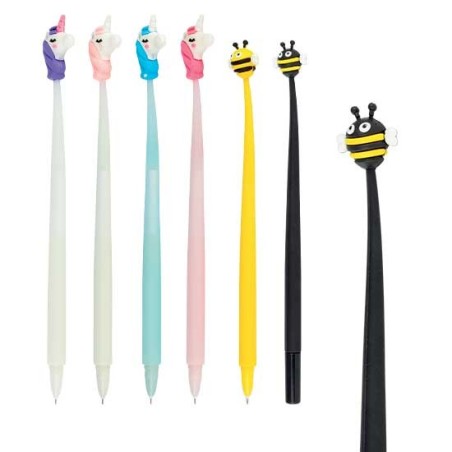 Kawaii Penne in Silicone Mini Kids Unicorn & Bee Punta 0.7 mm Inchiostro Blu 24 pz 20/239