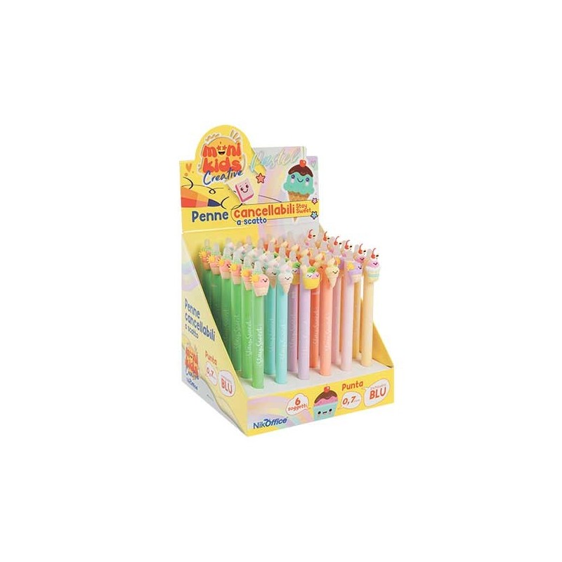 Kawaii Penne Biro Cancellabili a Scatto Mini Kids Sweet Soft Punta 0.7 mm Blu 36 pz 20/241