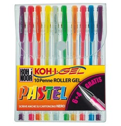 Koh-I-Noor Set di 10 Penne Gel Pastel Punta 0.7 mm Colori Assortiti NAGP10P