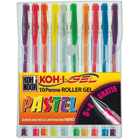 Koh-I-Noor Set di 10 Penne Gel Pastel Punta 0.7 mm Colori Assortiti NAGP10P