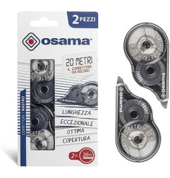 Osama Correttore a Nastro 5 mm × 20 m Corpo Trasparente Colore Nero 2 Pezzi OW230226