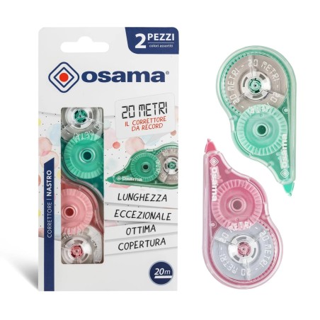 Osama Correttore a Nastro 20 m Impugnatura Ergonomica blister 2 Pezzi OW84005799