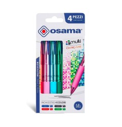 Osama Penna a Sfera 4 Colori Multichrome Punta Media 1,0 mm Fusto Cromo Pastello 4 Pezzi OW84010441
