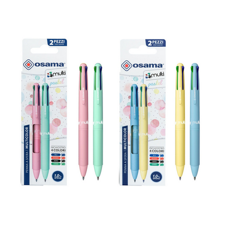 Osama Penna a Sfera 4 Colori MultiPastel Punta Media 1,0 mm Fusto Pastello 2 Pezzi OW84016207