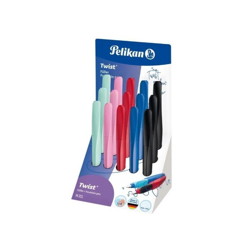 Pelikan Espositore 15 Penne Stilografiche Twist Colori Assortiti Pennino Medio 605540