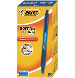 BIC Soft Feel Clic Grip Penna a Sfera Retrattile Blu Punta Media 1.0 mm 12 Pz 837398