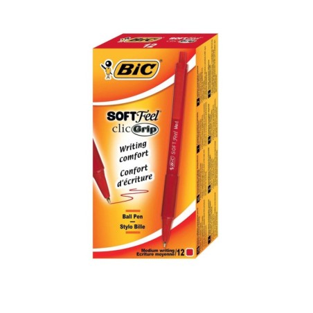 BIC Soft Feel Clic Grip Penna a Sfera Scatto Rosso Punta Media 1.0 mm 837399
