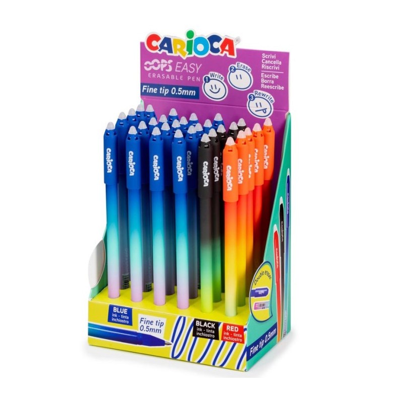 Carioca Oops Easy Espositore Penne a Sfera Cancellabili Punta 0.7 mm 30 pz 41046