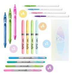 BIC My Pastel Dream Set Scrittura con Penne Gel Cristal Evidenziatori Pennarelli e Astuccio in Silicone 992735