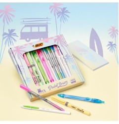 BIC My Pastel Dream Set Scrittura con Penne Gel Cristal Evidenziatori Pennarelli e Astuccio in Silicone 992735