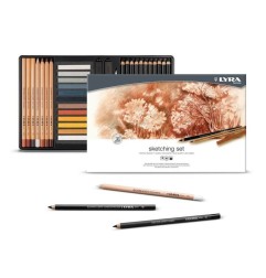 Lyra Rembrandt Set Schizzo Monochrome 35 Pezzi con Matite e Pastelli Artistici L2051350