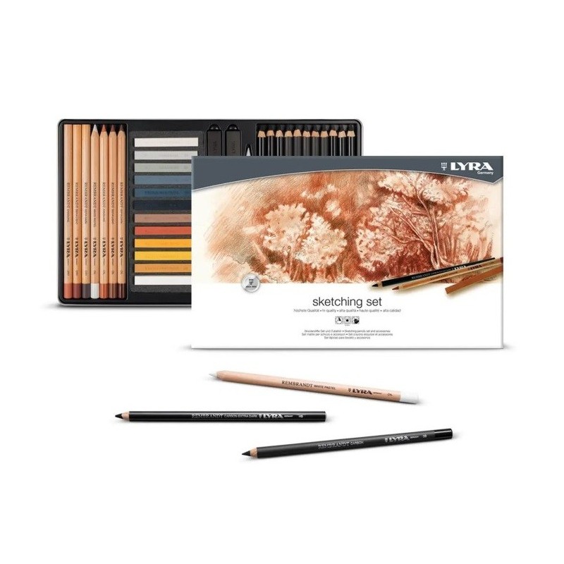 Lyra Rembrandt Set Schizzo Monochrome 35 Pezzi con Matite e Pastelli Artistici L2051350