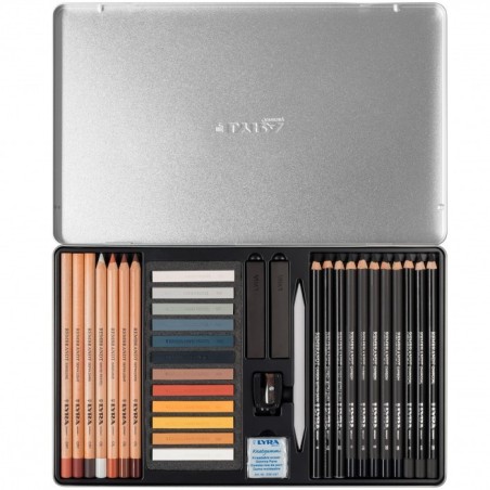 Lyra Rembrandt Set Schizzo Monochrome 35 Pezzi con Matite e Pastelli Artistici L2051350