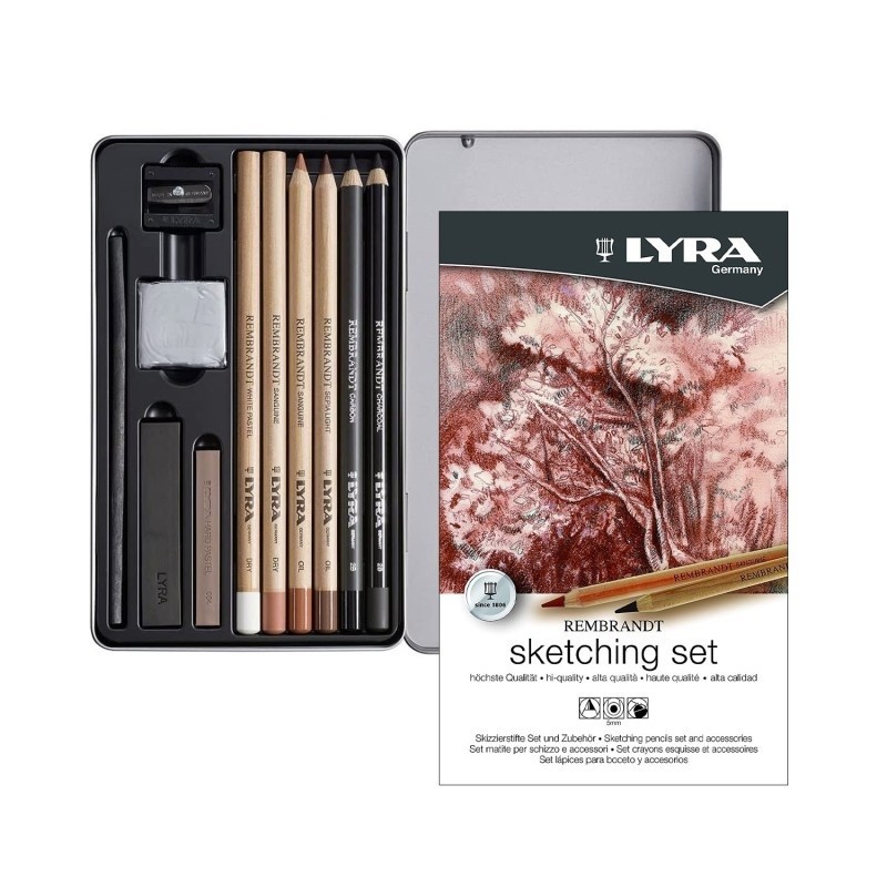 Lyra Rembrandt Sketching Set per Disegno Artistico 11 Pezzi in Astuccio Metallico L2051110