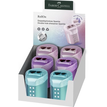 Faber-Castell Temperamatite Doppio Roll-On Sparkle con Serbatoio Colori Assortiti 6pz 183900