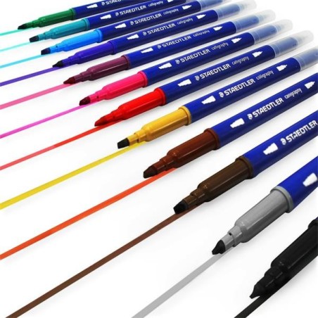 Penna Staedtler calligrafica con 2 punti 12 colori 3005TB12