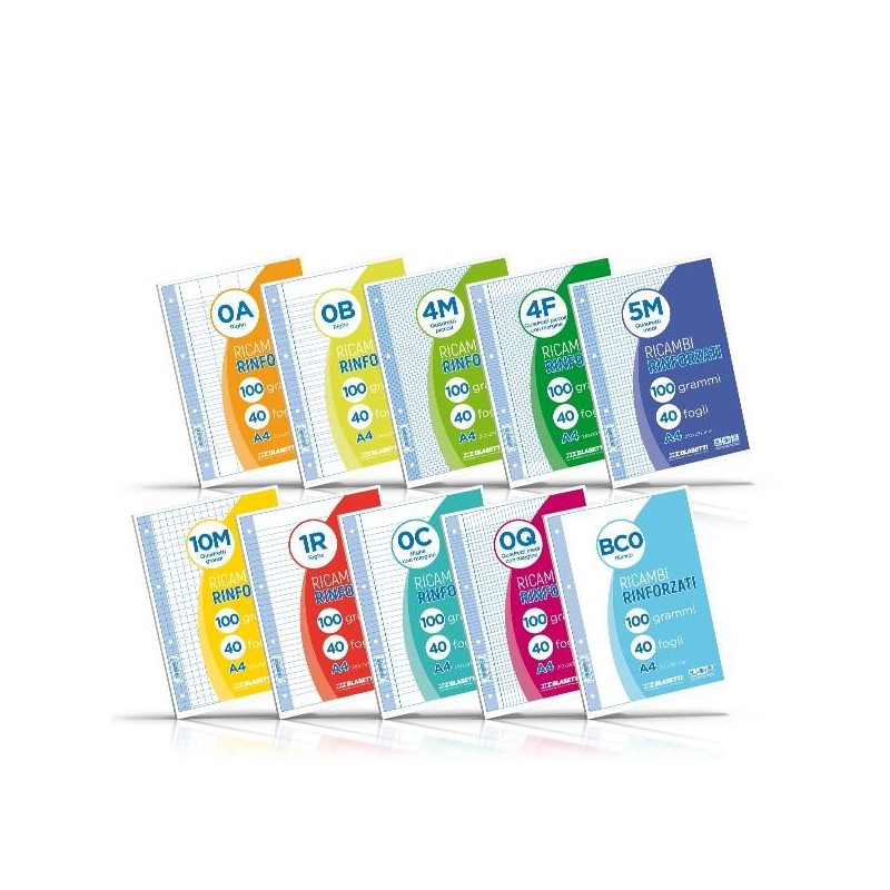 Blasetti Ricambio Rinforzato A4 40 Fogli Bianchi Rigatura BCO 100 g/m² 4 Fori 5447