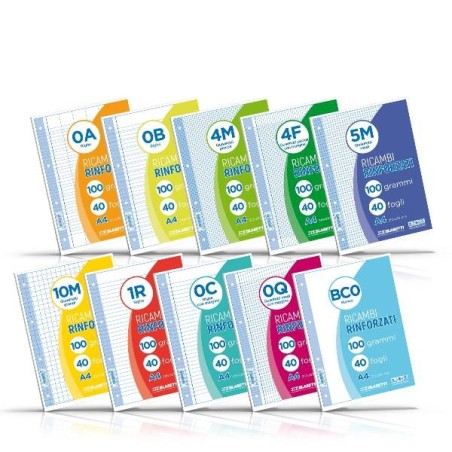 Blasetti Ricambio Rinforzato A4 40 Fogli Bianchi Rigatura BCO 100 g/m² 4 Fori 5447