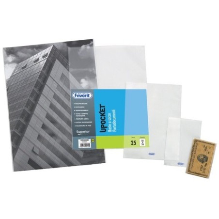 Favorit Buste a U Upocket A7 7,5x11 cm Polipropilene Lisce Trasparenti Superior 25 Pz 460086