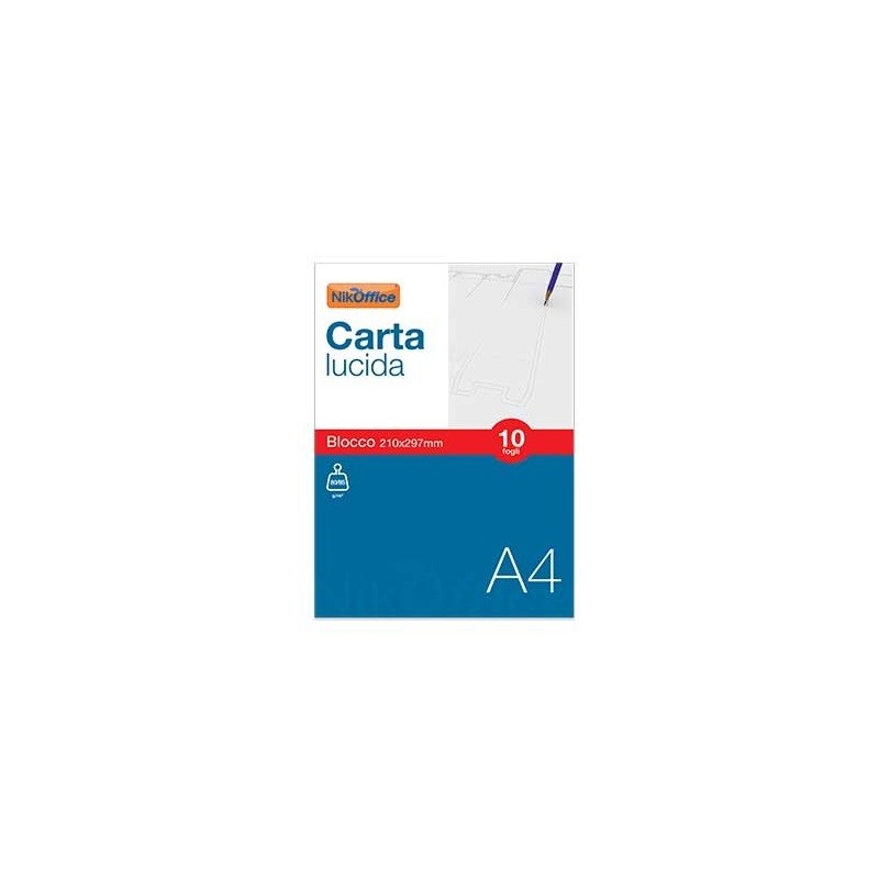 Nikoffice Blocco Carta Lucida A4 10 Fogli 80 g/m² Alta Trasparenza 41/029