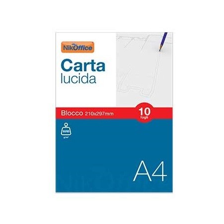 Nikoffice Blocco Carta Lucida A4 10 Fogli 80 g/m² Alta Trasparenza 41/029